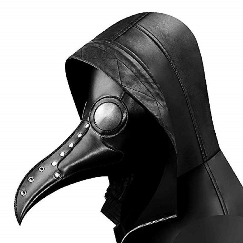 duduta Black PU Leather Plague Doctor Mask, Bird Death Mask Halloween Scary Costume Mask - Image 5